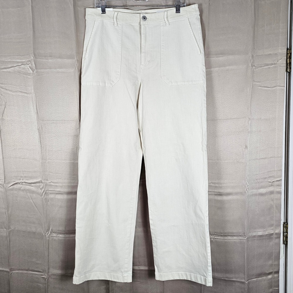 NWT J Jill Womens Light Barley High Rise Wide Leg Pants 14